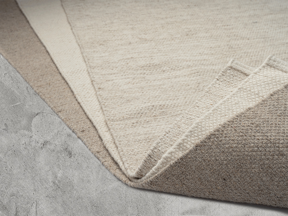 Boho Natur handgewebter Wollteppich