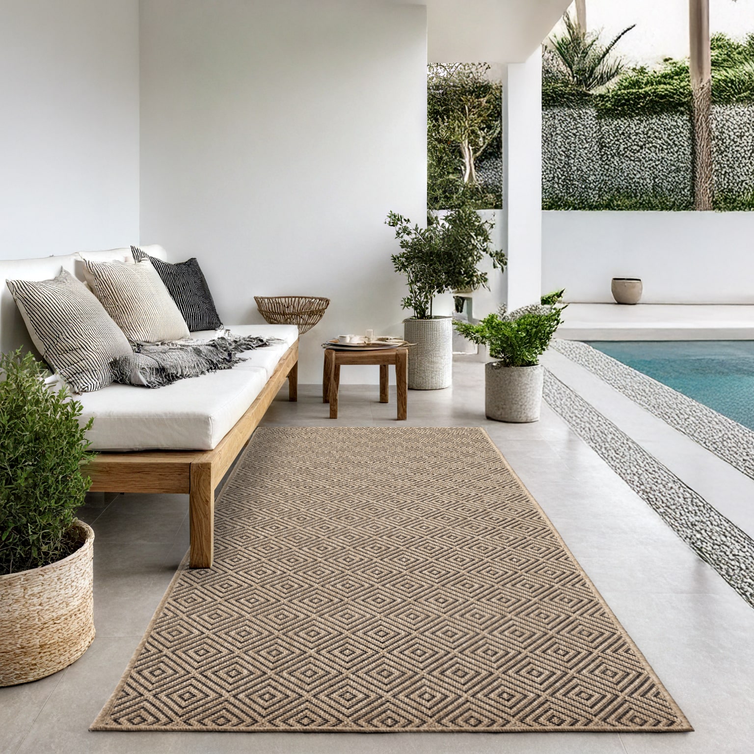 Kansas robuster In- & Outdoor Teppich | 140 x 200 oval | Natur