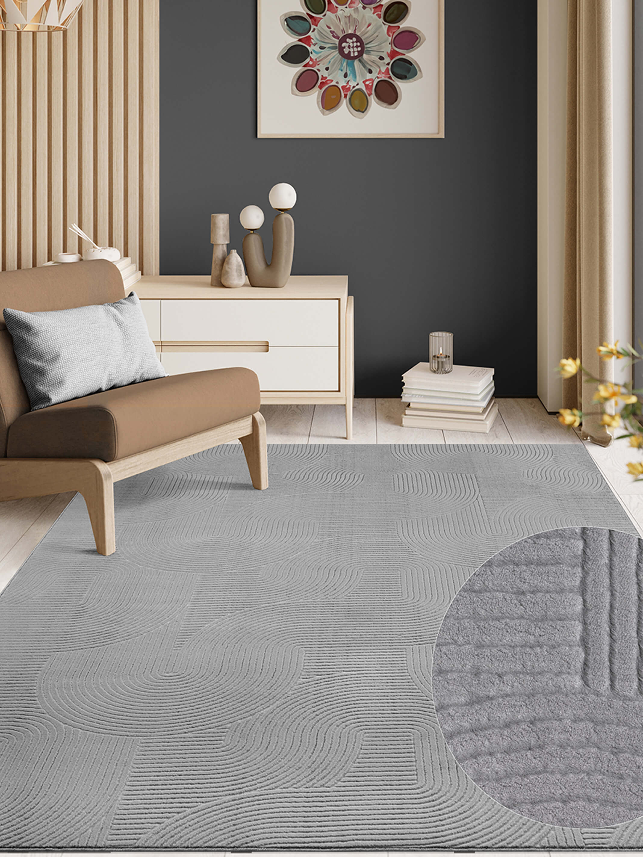 Rio Moderner Weicher Teppich | Grau | 200 x 280