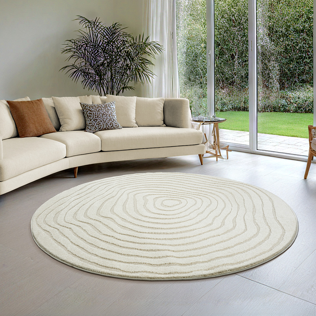 Everest Moderner Teppich | Creme | 160 x 160 rund
