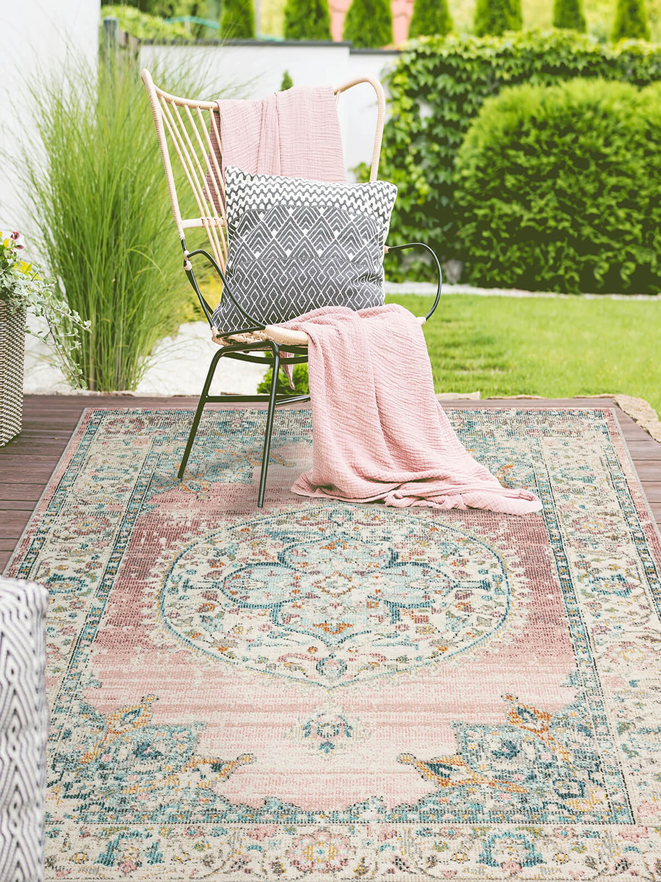 Kansas robuster In- & Outdoor Teppich | 160 x 160 rund | Natur